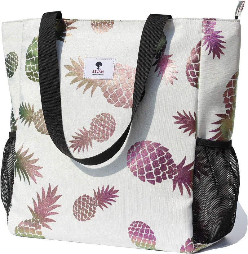 ESVAN Original Floral Water Resistant Large Tote Bag Shoulder Bag for Gym Beach Travel Daily Bags Upgraded - Image 2